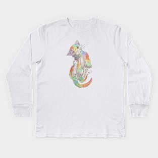 Rainbow Kitten Kids Long Sleeve T-Shirt